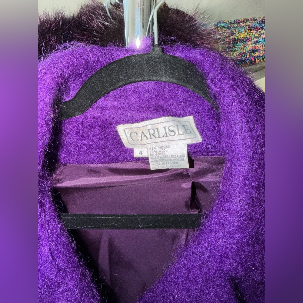 Vintage Carlisle mohair purple over coat size 4 - Picture 2 of 3